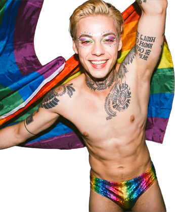 Pride creator with rainbow flag